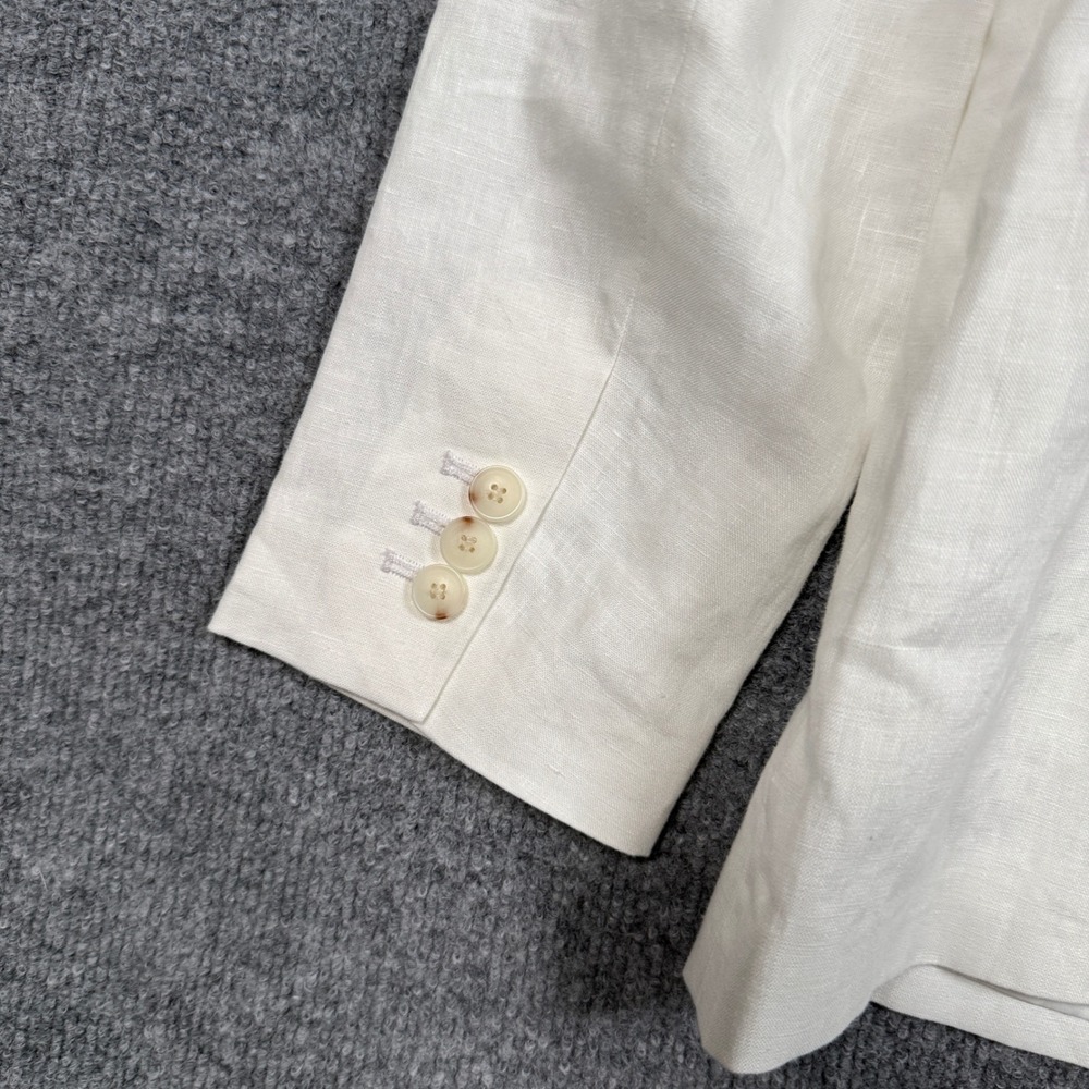 Talbots Sz 16 Blazer Jacket White Linen Single Breasted One Button Office Career - Picture 10 of 10